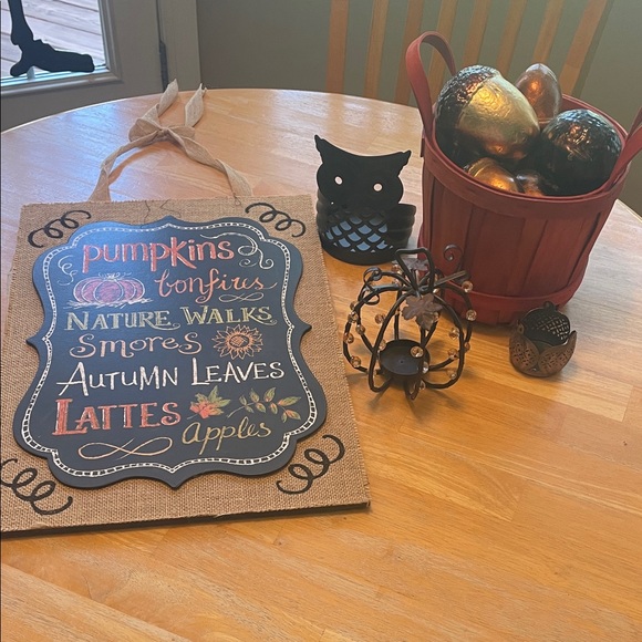 Autumn Themed Home Accent Set with Black and Red Decor - Picture 1 of 11